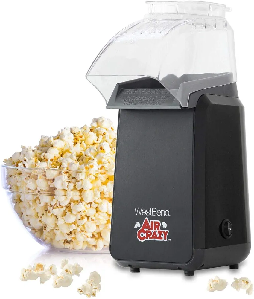 West Bend Crazy Popper Machine Pops Up To 4-Quarts of Popcorn Using Hot Air, Black