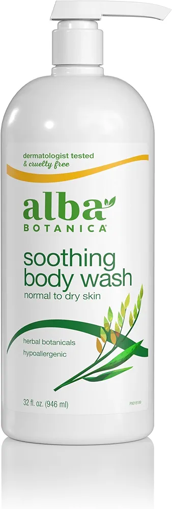 Alba Botanica Soothing Body Wash, Normal to Dry Skin, with Herbal Botanicals, 32 Oz (Packaging May Vary)