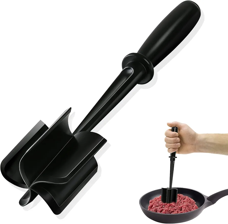 Meat Chopper, Hamburger Chopper, Potato Masher-Professional Multifunctional Heat Resistant Nylon Ground Beef Smasher Kitchen Tools And Gadgets, ​Safe For Non-Stick Cookware