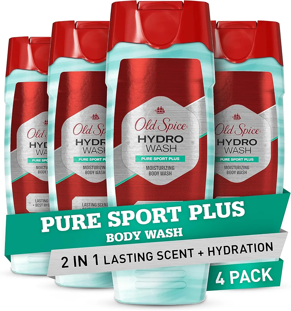 Old Spice Hydro Body Wash for Men, Pure Sport Plus Scent, Hardest Working Collection, 16.0 oz (Pack of 4)