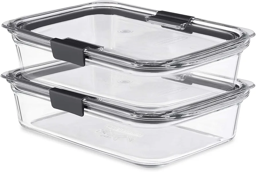 Rubbermaid 2118315 Brilliance Glass Storage 8-Cup Food Containers with Lids