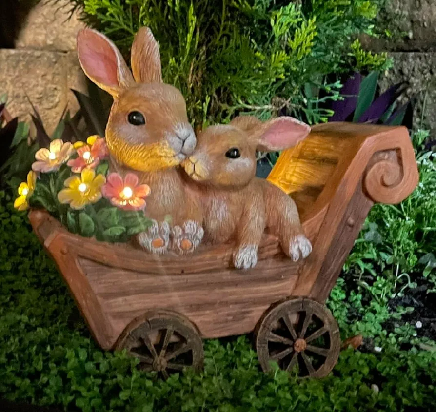 Bunny Solar Garden Statues, Garden Decor for Outside, Yard Decorations Outdoor, Patio Decorations & Front Porch Decor, Gifts for Moms, Rabbit Outdoor Statue for Garden, Garden Gift – Large