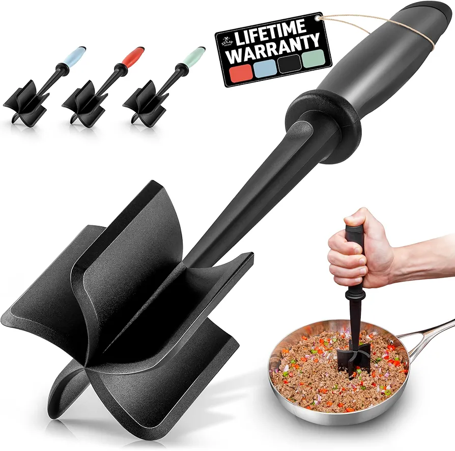 Zulay Ground Beef Chopper Tool Hamburger Smasher Tool - Meat Chopper For Ground Beef - Ground Meat Smasher - Ground Meat Chopper - Ground Beef Masher - Food Grade Nylon Heat Resistant To 410 Degrees