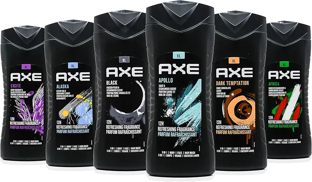 AXE Body Wash 12h Refreshing Fragrance 3-IN-1 Body, Face, Hair Wash, Variety of 6 scents - 13.5 fl Ounce (400 mL)