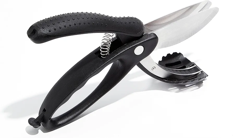 COOK WITH COLOR Salad Chopper Scissors: Effortlessly Slice, Chop, and Toss Your Salad with Precision - Ergonomic Design for Easy Handling - Stainless Steel Blades for Efficient Cutting - (Black)