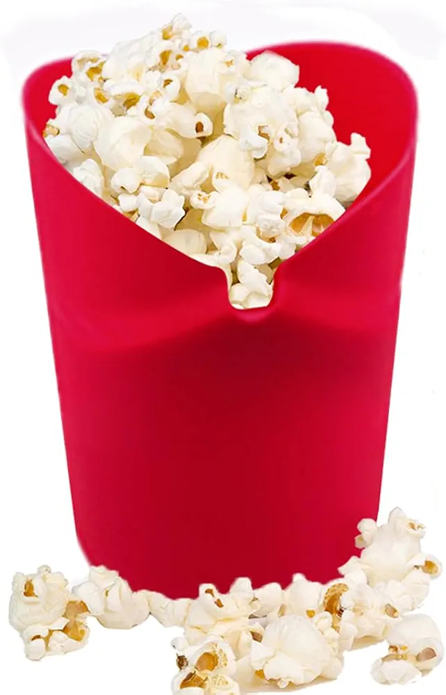 The Original Microwave Popcorn Popper, Silicone Popcorn Maker Collapsible Bowl BPA -Free, Hot Air Popcorn Maker, No Oil Required (Red, 1)