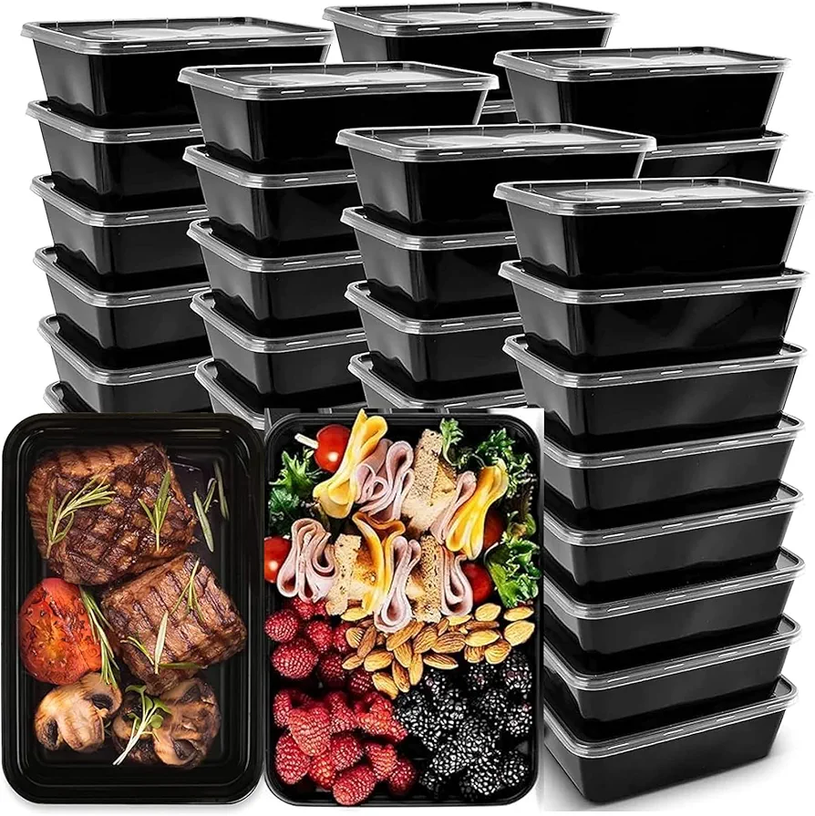 50-Pack Meal Prep Containers, 26 OZ Microwavable Reusable Food Containers with Lids for Food Prepping, Disposable Lunch Boxes, Plastic Food Boxes- Stackable, Freezer Dishwasher Healthy