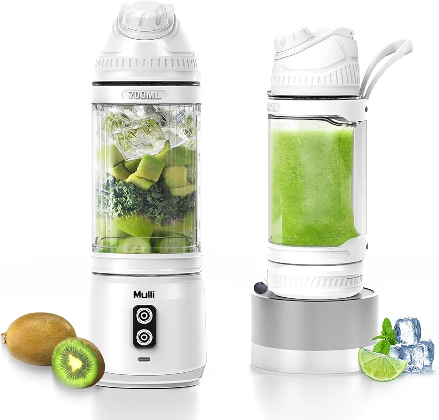 Mulli Portable Blender, 24oz Travel Blender for Shakes and Smoothies, USB Rechargeable Mixer with a Lid for Travel Gym