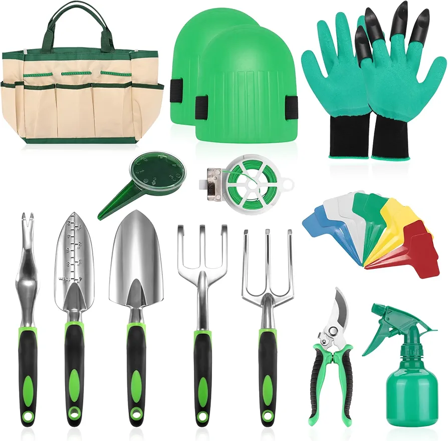 penobon Ensemble d'Outils de Jardinage, 13 Pièces Outillage de Jardin en Acier Inoxydable avec Sac de Rangement, Cadeaux pour Les Jardiniers