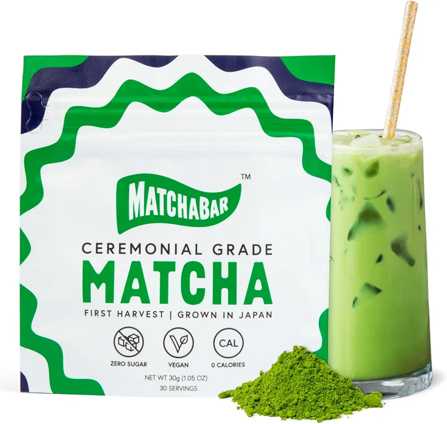 Matchabar Matcha Powder (30g) - Ceremonial Grade Authentic Japanese Matcha Green Tea Powder - Matcha Green Tea Powder Harvested in Japan - Matcha Tea Powder Latte - Zero Sugar, Vegan & 0 Calories