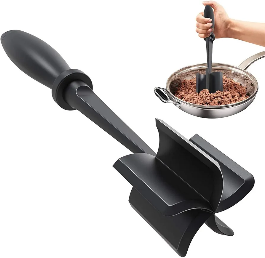 Meat Chopper for Ground Beef - Heat Resistant Ground Beef Smasher for Hamburger Meat - Nylon Hamburger Chopper Utensil - Potato Masher-Professional Multifunctional Heat Resistant - Easily Mix and Chop