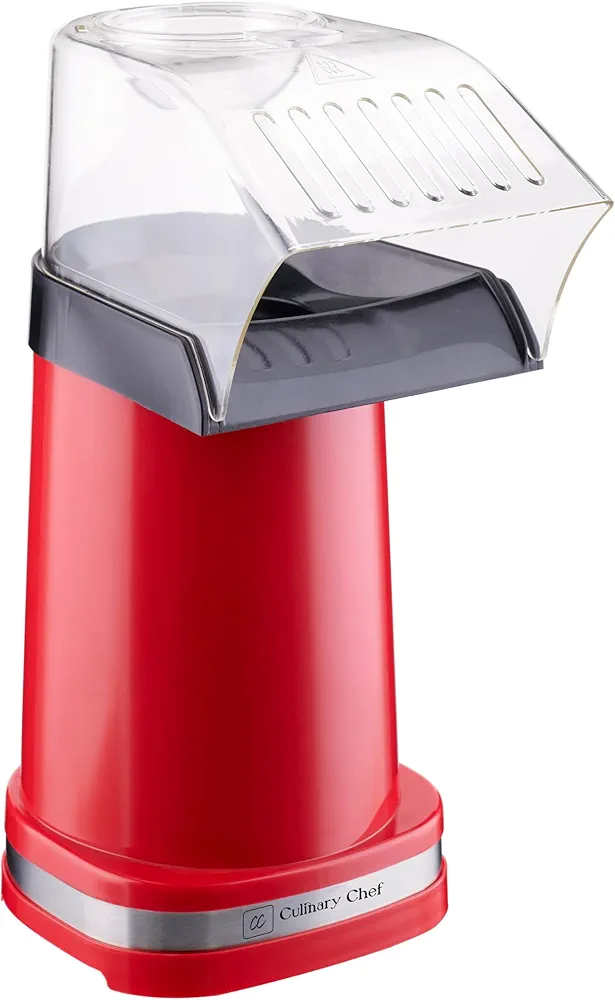 CULINARY CHEF PM102-RED Deluxe Hot Air Personal Popcorn Popper