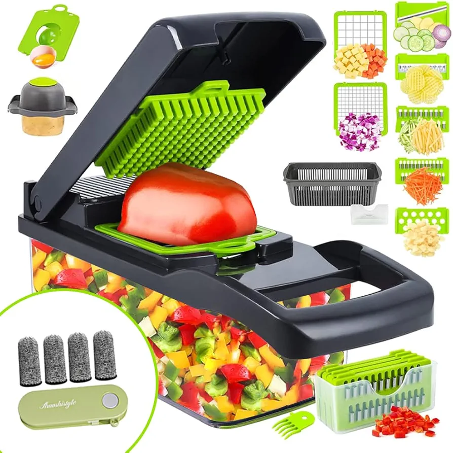 Vegetable Chopper, 19 in 1 Pro Onion Chopper, Multifunctional Food Chopper, Professional Kitchen Vegetable Slicer Dicer Cutter, Carrot and Cucumber Vegetable Salad Chopper