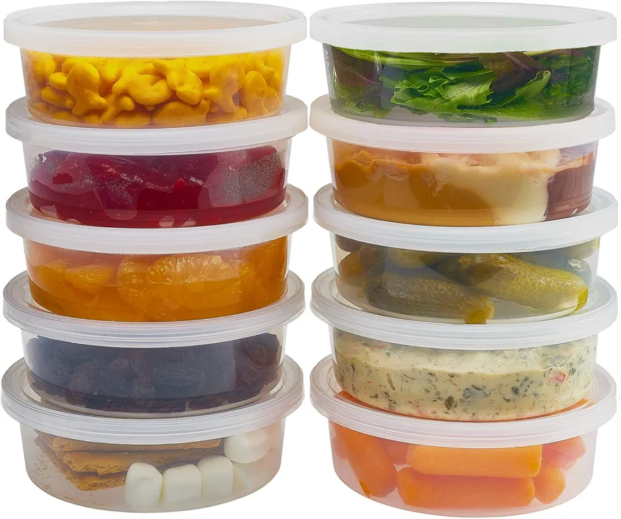 DuraHome - Deli Containers with Lids 8 oz. Leakproof - 40 Pack Plastic Microwavable Clear Food Storage Container/Slime Premium Heavy-Duty Quality, Freezer & Dishwasher Safe