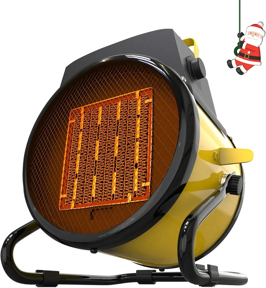 Outdoor Heater for Patio, Portable Space Electric Heater for Indoor Use, Super Long Cord, Overheat Protection, Thermostat, Small Fan Heater for Greenhouse, Garage, Outside, Tent, Room, yellow