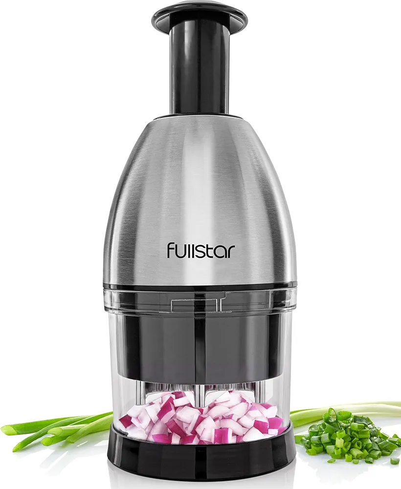 Fullstar Vegetable Chopper - Onion Chopper - Pro Food Chopper - Veggie Chopper - Vegetable Chopper with Container - Hand Chopper - Slicer Dicer Cutter (Silver)