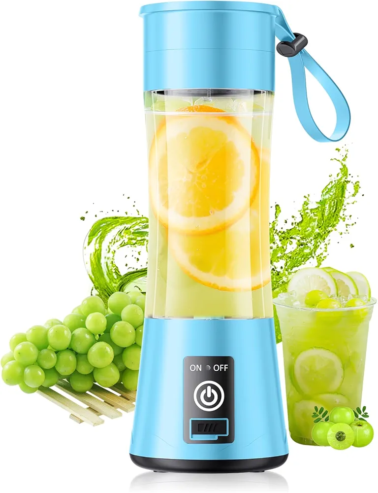 Portable Blender Personal Size Blender - 14 Oz Mini Blender Make Smoothies and Shakes, BPA Free, USB Rechargeable, Small Travel Blender Powerful Blending, Cordless Blender Cup in Office/Home/Gym