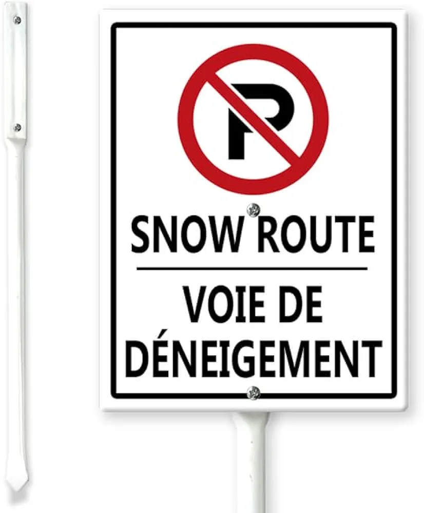 Snow Route Voie De Deneigement Yard Sign with Stakes 8in×12in, Sturdy Aluminum Yard Signs Rust Free, Protect Your Business & Municipality, Caution Ice Sign, Caution Snow Signs