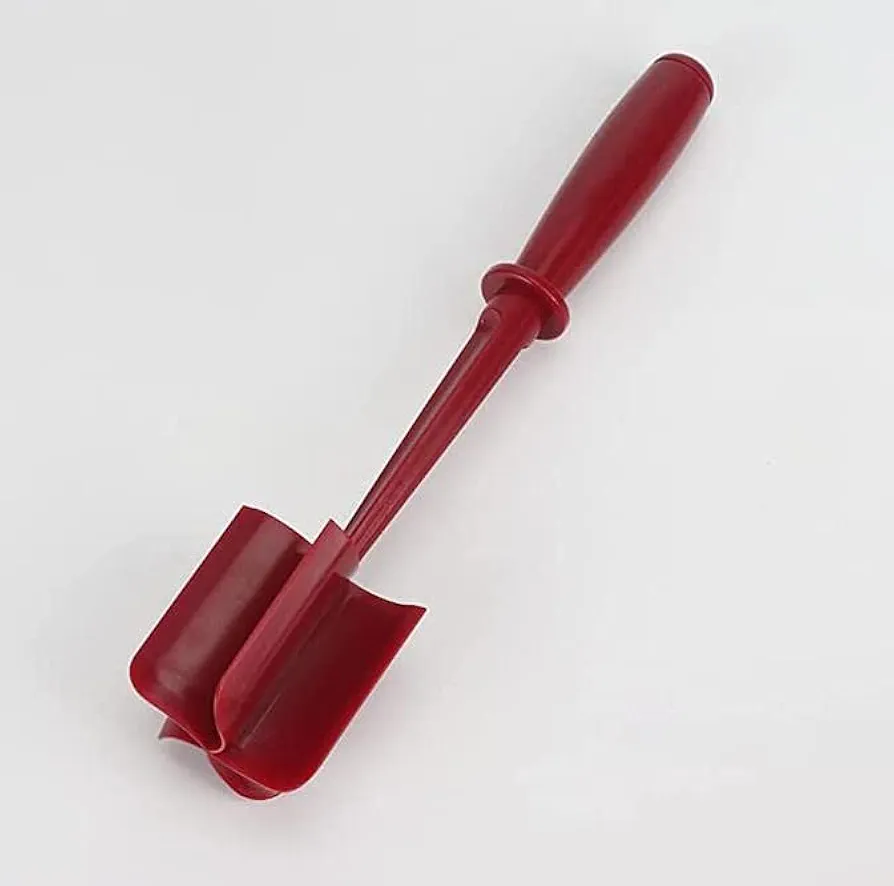 Meat Chopper, 5 Curve Blades Ground Beef Masher, Heat Resistant Meat Masher Tool for Hamburger Meat, Ground Beef, Turkey & More, Nylon Hamburger Chopper Utensil Non-scratch Utensils (RED, 1), 28x6x6