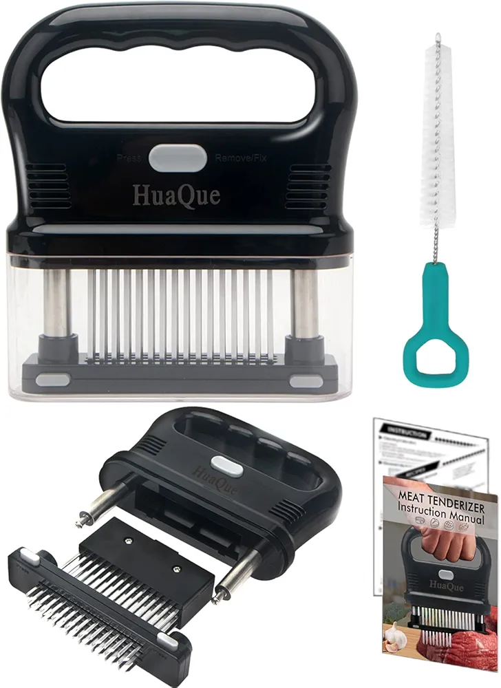 Meat Tenderizer Tool, Detachable 48-Blade Stainless Steel Steak Tenderizer Needles for Tenderizing Beef/Chicken/Pork, Dishwasher Safe, Cleaning Brush/User Manual/Recipe Ebook (PDF) Included