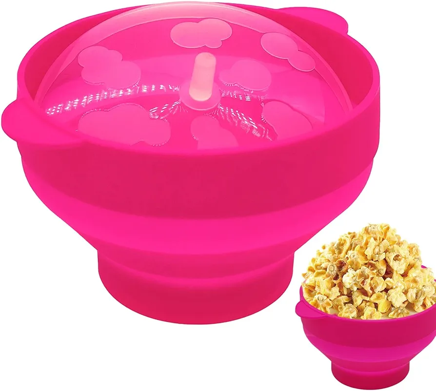 Oven Safe Popcorn Bowl - Microwave Popper Popcorn Maker | Collapsiible Silicone Microwave Hot Air Popcorn Popper Bowl | Heat-Resistant Popcorn Bowl | 90G Popcorn Popper Bowl For Family