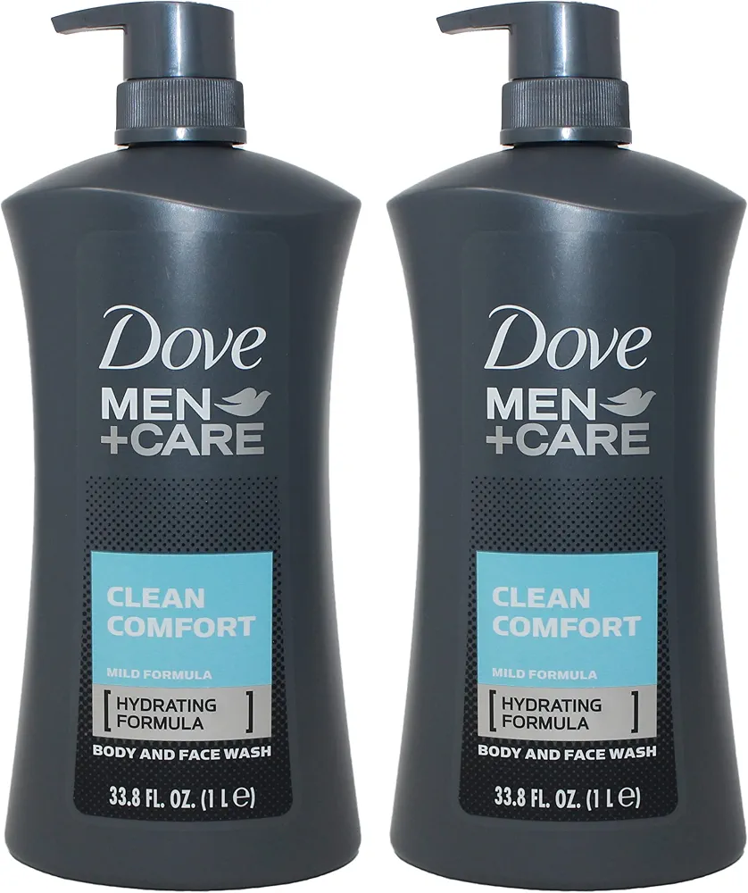 Dove Men Body Wash Clean Comfort 1 Liter (33.8 Oz) - Pack of 2