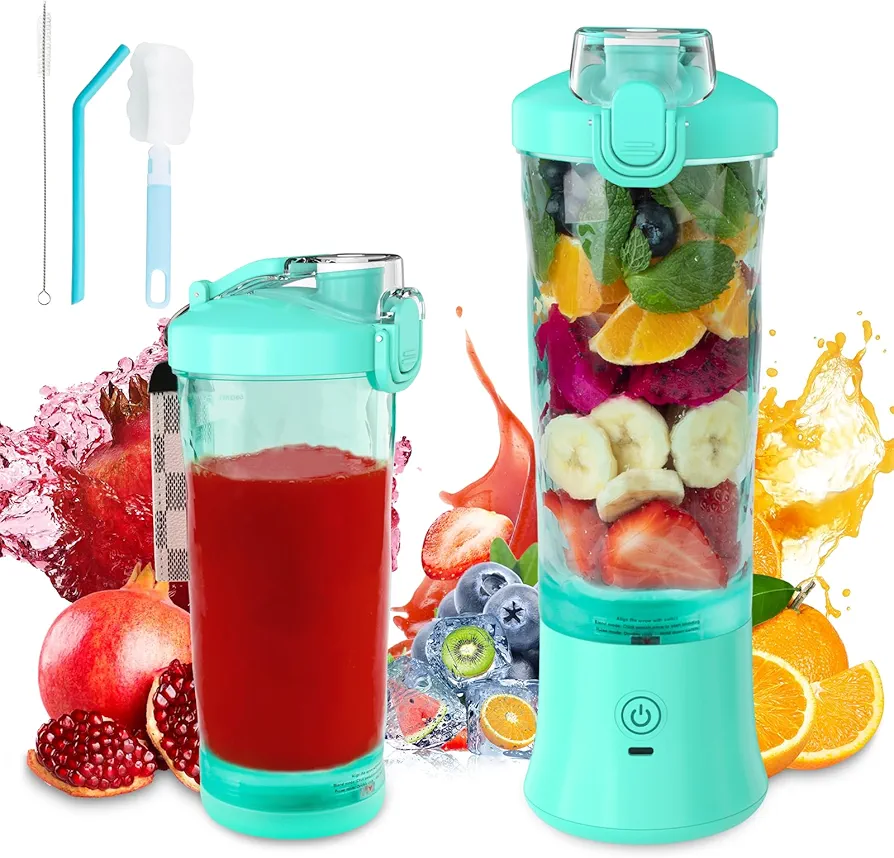 UPMSX Portable Blender for Smoothies, 21 Oz Mini Blender with 6 Blades, BPA Free Personal Blender for Shakes and Smoothies, USB Rechargeable Portable Blender Fruit Veggie for Home, Office, Camping