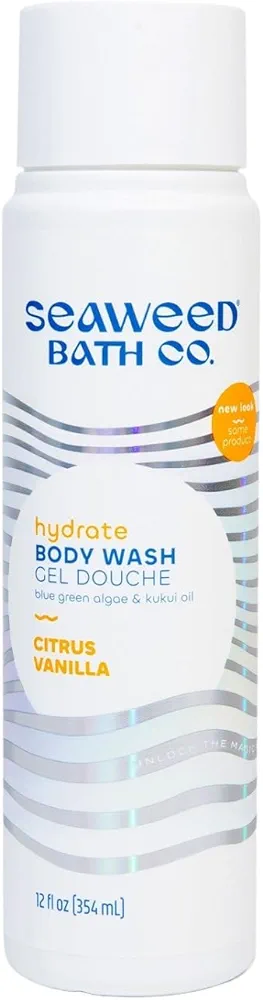 Seaweed Bath Co. Hydrate Body Wash, Citrus Vanilla Scent, 12 Ounce, Shower Gel for Men & Women, Vegan, Paraben Free, Sulfate Free, Cruelty Free