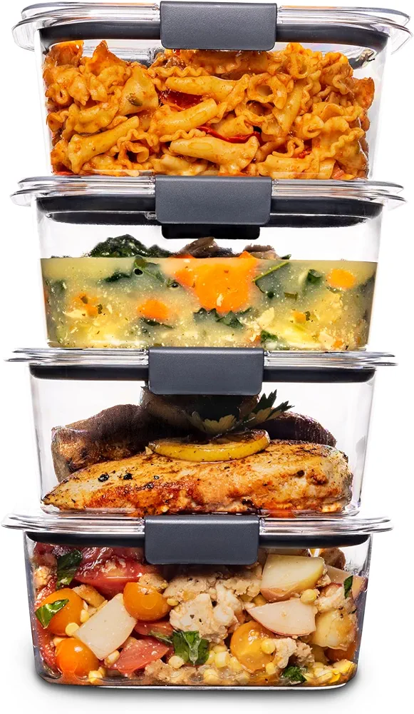 Rubbermaid Brilliance BPA Free Airtight Food Storage Containers with Lids, Set of 4 (4.7 Cup) Ideal for Lunch, Meal Prep, and Leftovers