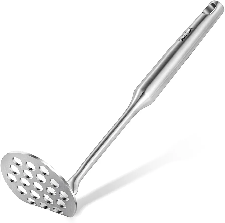 Potato Masher - Stainless Steel Mashed Potatoes Masher for Avocado, Potatoes, Beans, Meat, Vegetables,Heavy Duty Mashing Kitchen Tool Integrated Design (Whole stainless steel small)