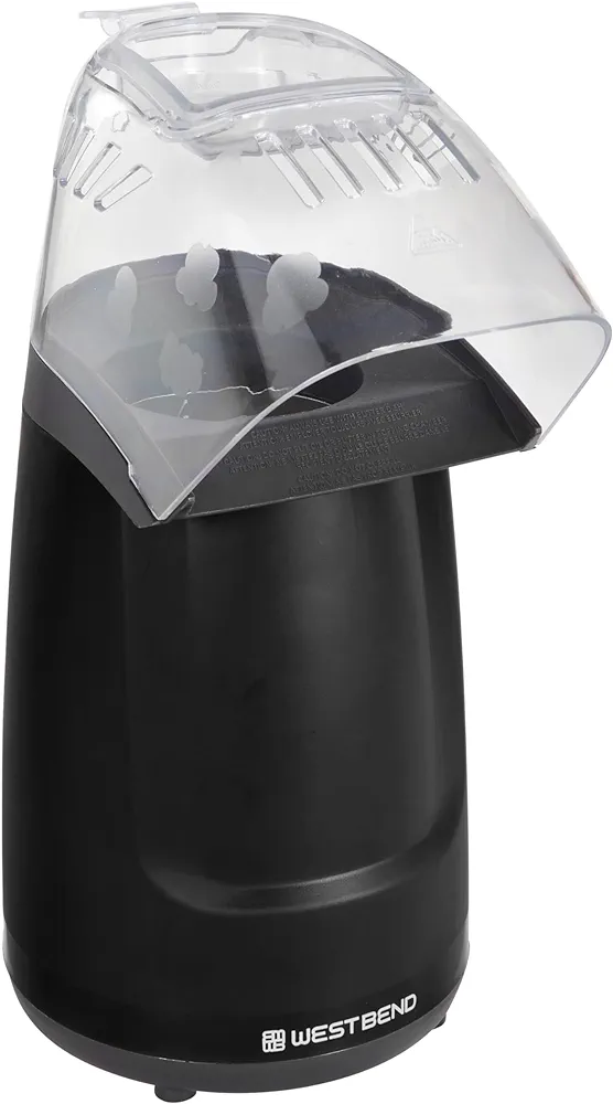 West Bend Air Crazy Popcorn Machine for Healthy Snacking with No Oil, 4-Quart, Black