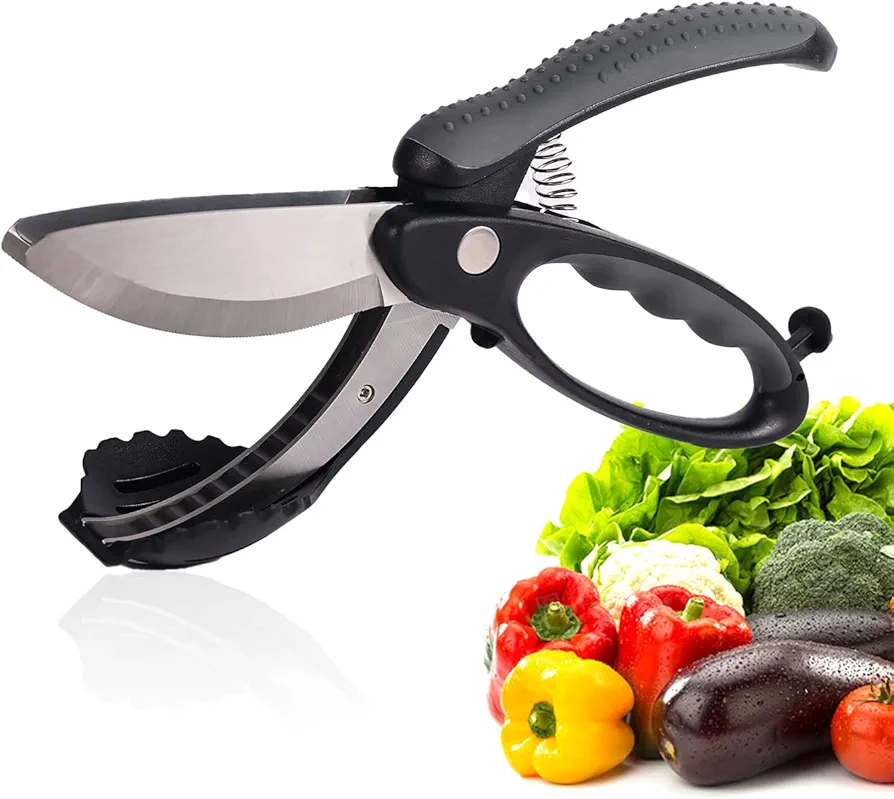 Salad Scissors, Multifunctional Salad Chopper Scissors Heavy Duty Kitchen Salad Scissors Stainless Steel Salad Scissor Chopper for Kitchen Cutting Tool