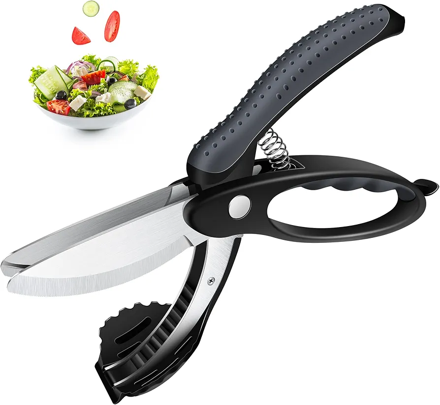 Salad Scissors for Chopped Salad, Stainless Steel Double-Edged Salad Chopper, Multifunctional Kitchen Tools