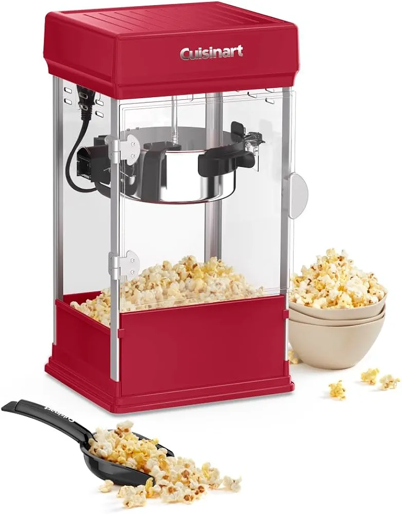 Cuisinart Theatre Style 16 Cups Capacity No Heat Time Easy Serving and Fast Cleanup Popcorn Maker with Popcorn Scoop, Kernel Measuring Cup, and Oil Measuring Spoon (Red)