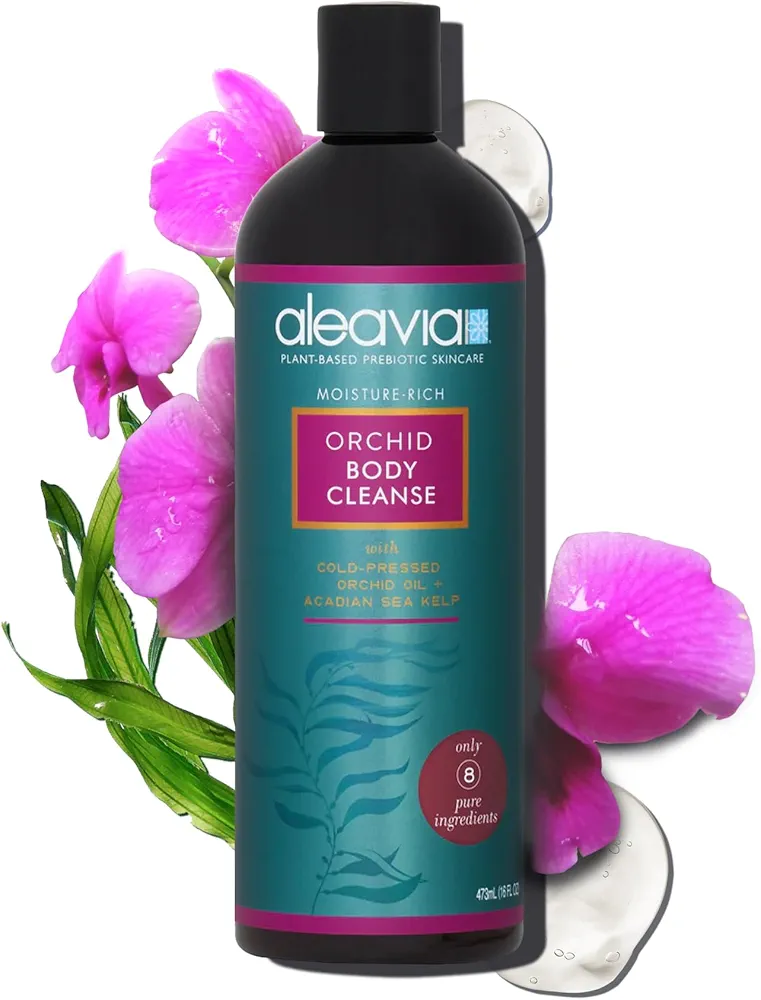 Aleavia Body Cleanse – Organic & All-Natural Prebiotic Body Wash with Pure Cold-Pressed Orchid Oil – Nourish Your Skin Microbiome – 16 Oz