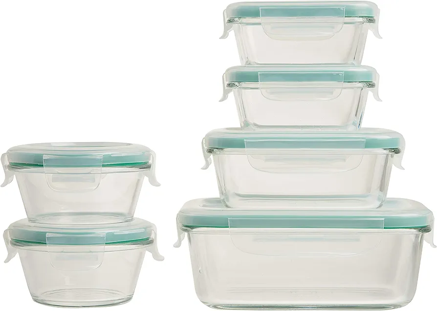 OXO Good Grips Smart Seal , 12 Piece Glass Container Set,Clear,Blue