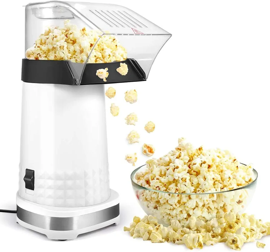 Popcorn Machine High Popping Rate, 2Min Fast Popping Air Popper Popcorn Maker, No Oil, BPA-Free Mini Popcorn Machine with ETL Certified, Popcorn Poppers for Home, 1200w 4.5 Quarts