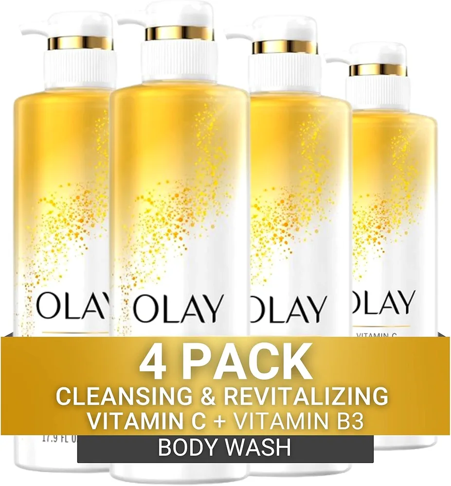 Olay Body Wash Cleansing & Revitalizing for Women, Advanced Formula with Vitamin C & Vitamin B3 Complex, 20 fl oz (Pack of 4)