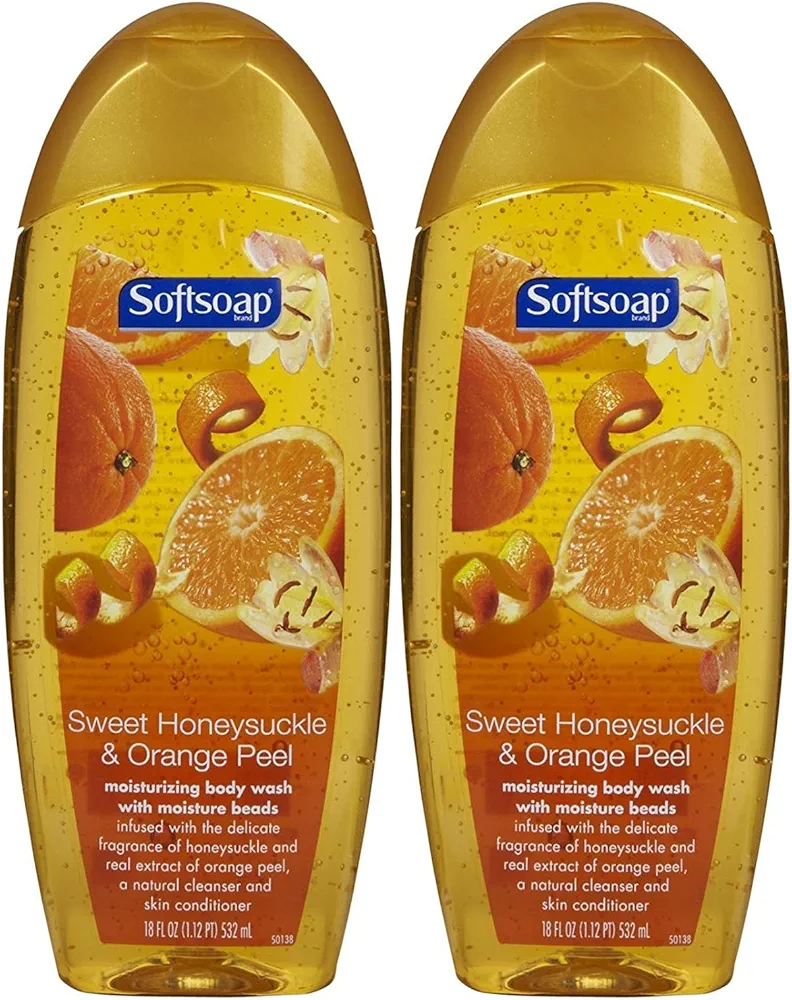 Softsoap Moisturizing Body Wash - Honeysuckle & Orange Peel, 18 Fl Oz (Pack of 2)