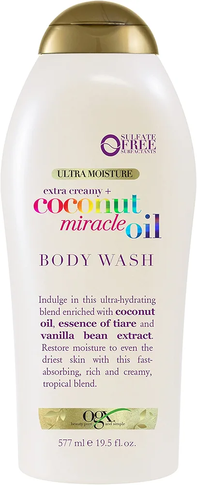 OGX Extra Creamy + Coconut Miracle Oil Ultra Moisture Body Wash, 19.5 Fl Oz