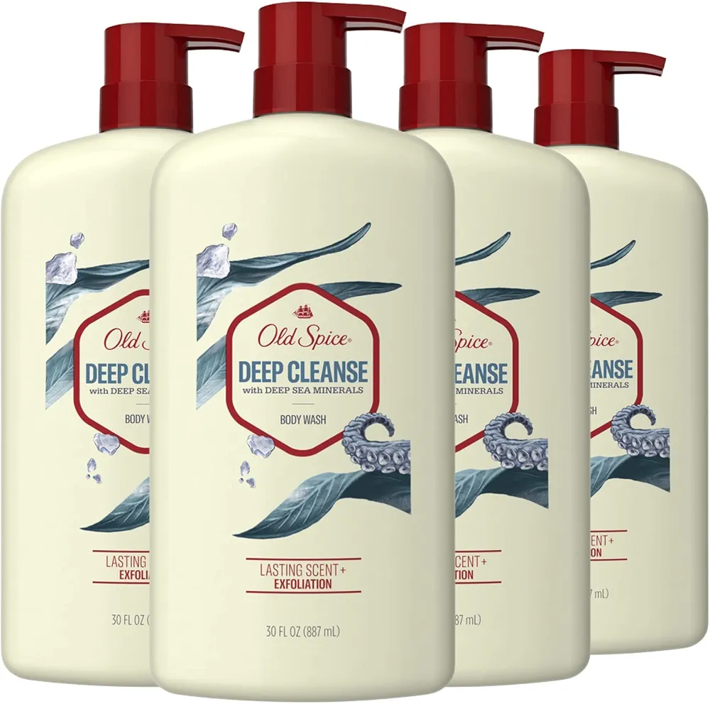 Old Spice Body Wash for Men, 24/7 Shower Fresh with Long Lasting Scent, Deep Cleanse with Deep Sea Minerals Scent, 30 fl oz (Pack of 4)