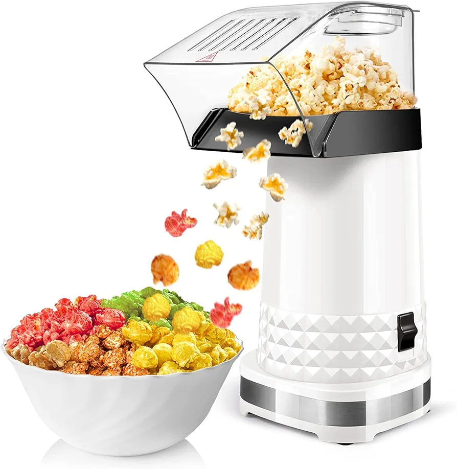 Popcorn Maker, Hot Air Popper 1200w With Etl Certified, BPA Free, No Oil, Diy Flavors, 98% Super High Explosion Rate Machine, For Home, Movie and Party (RH-588A)