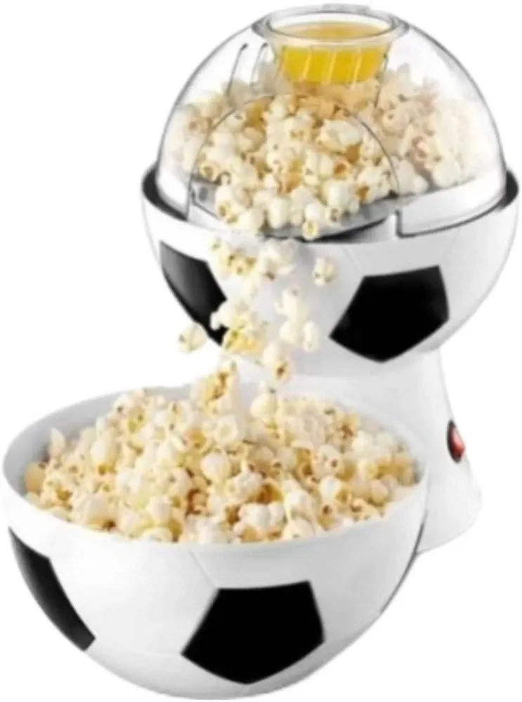 Football Shape Hot Mini Air Popcorn Popper for Home Soccer Shape Electric No Oil High Pop Rate Personal Small Popped Machine with BPA and PVC Free Popcorn Bowl for Home Kids Movie Night