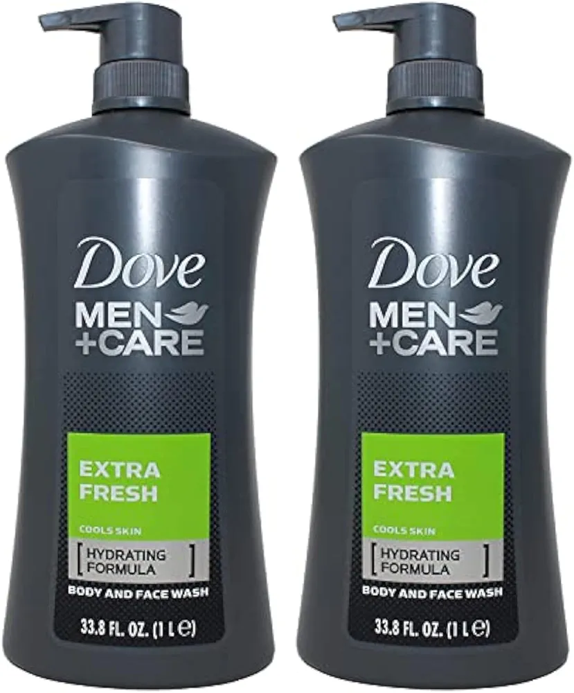 Dove Men Body Wash Extra Fresh 1 Liter (33.8 Oz) - Pack of 2