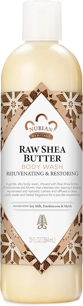 Nubian Heritage Body Wash Raw Shea Butter for Dry Skin Paraben Free Body Wash, 13 oz