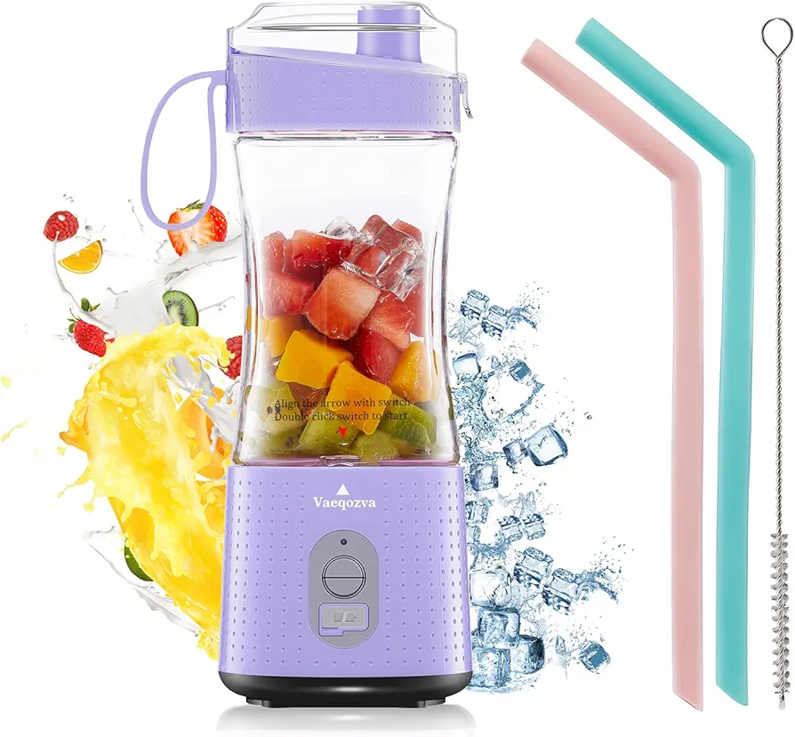 Portable Blender for Shakes and Smoothies Vaeqozva Mini Blender Battery Operated Blender Cup USB Rechargeable Personal Size Jucier for Travel Home Sport Office & Outdoors