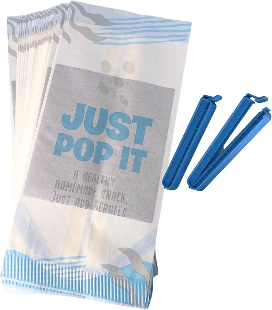 Just Pop It, Disposable Microwave Popcorn Bags. Easy, healthy snack makers. Simply add Kernels. Easy, Healthy Snacks, in 2 minutes. (30 pack)