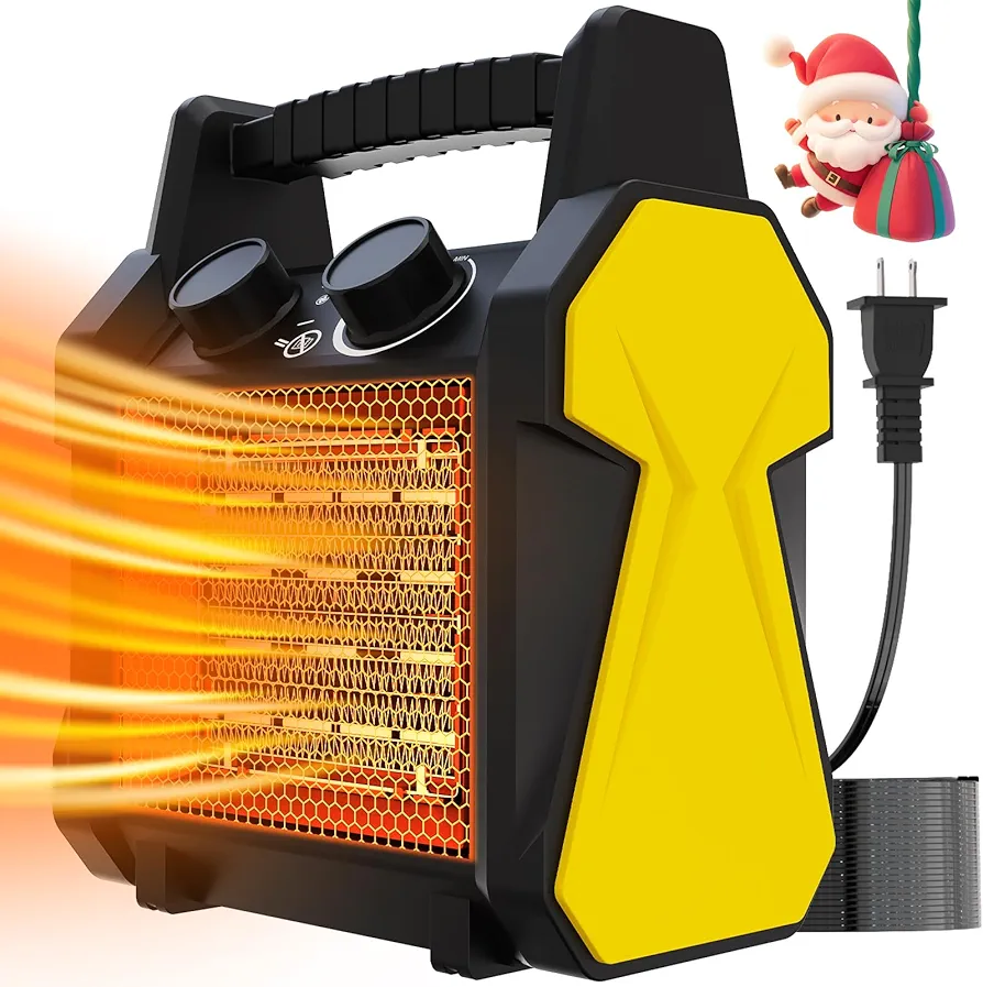 Outdoor Heater for Patio - 1500W Electric Greenhouse Heater, Portable Electric Space Heater with Overheat Protection, PTC Ceramic 3 Modes Patio Heater for Garage, Greenhouse, Outdoor Use