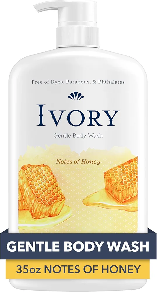 Ivory Body Wash Gentle, Free of dyes, parabens, and phthalates, Honey Scent, 35 oz