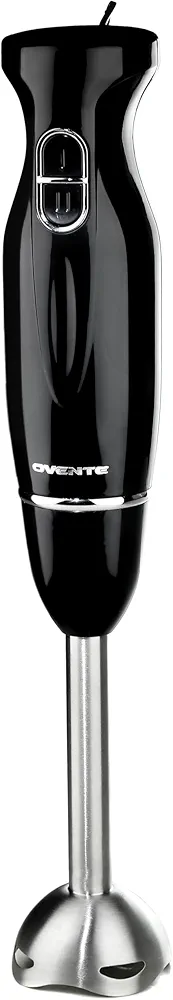 OVENTE Electric Immersion Hand Blender 300 Watt 2 Mixing Speed with Stainless Steel Blades, Powerful Portable Easy Control Grip Stick Mixer Perfect for Smoothies, Puree Baby Food & Soup, Black HS560B